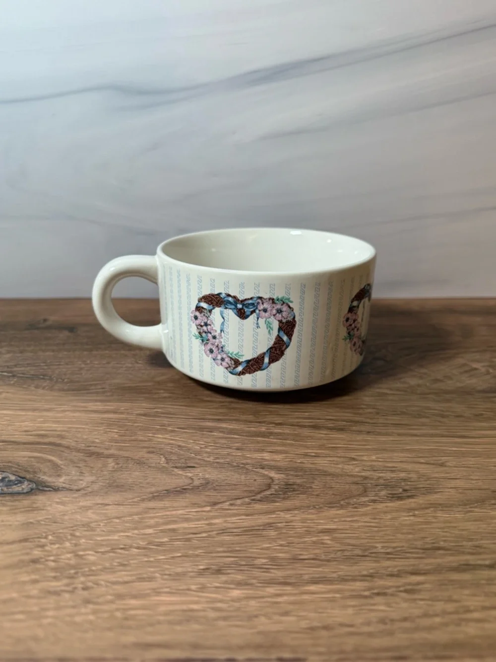 Vintage KIC Korea Floral Heart Mug